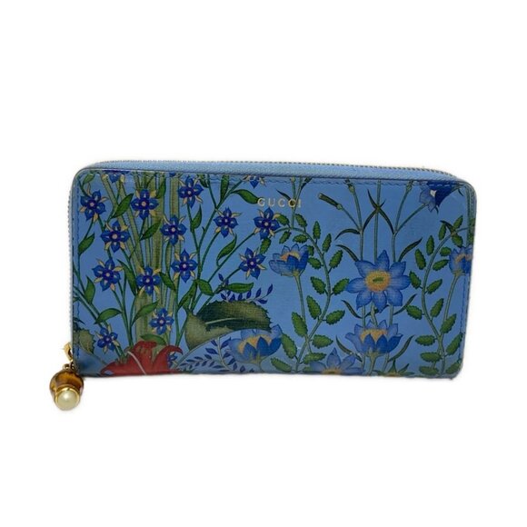 GUCCI Nimfair  Light Blue Red Multi Leather - Long Wallet 388-071325 - Picture 1 of 11